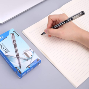 Deli Q202-20 Roller Pens, 0.5mm Fine Tip, Black Ink, Extra-Long Writing Length, Pack of 12