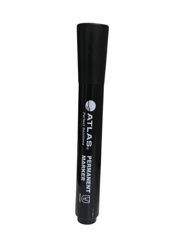 Atlas Permanent Marker, Black Ink, Bullet Tip 0.8–2.2 mm, Quick-Drying & Water-Resistant, Pack of 12 – MP10Y - Image 2