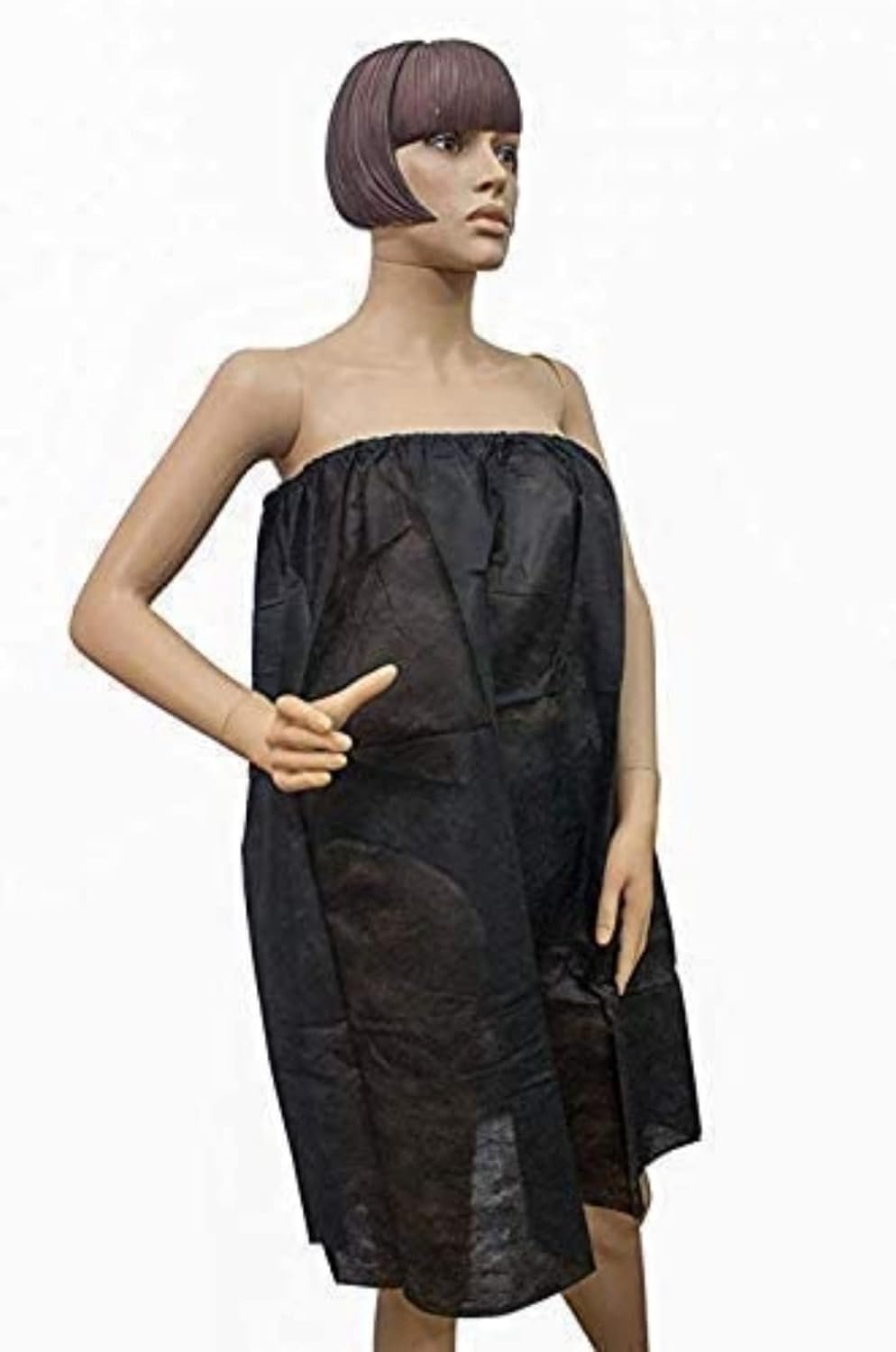 Disposable Black Salon Gown for Facial, Waxing, Spa & Massage, Non-Woven Unisex Gown, Pack of 10 Pieces (1 Pack) - Image 2