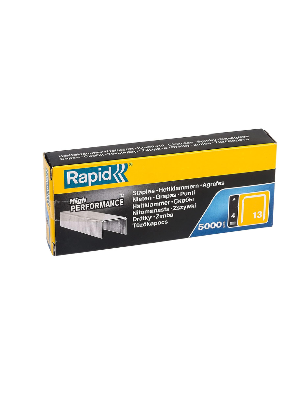 Rapid No.13 Fine Wire Staples 4 mm, 5000 Pieces, Silver