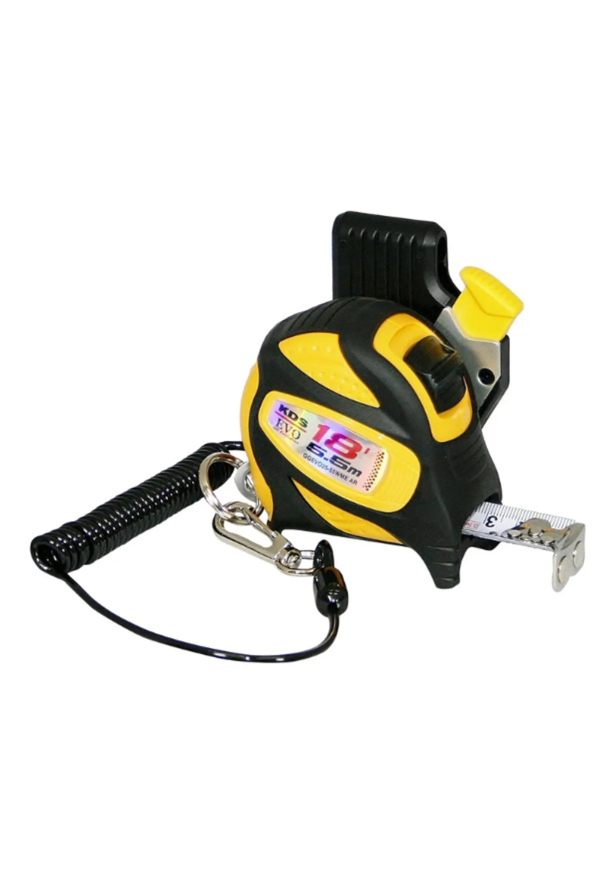 Muratec KDS GoodGrip Safety Measuring Tape 5.5m / 18ft – Drop Protection, Yellow/Black (GGEVO25-55WME) - Image 2