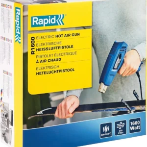 Rapid Thermal 1600 Hot Air Gun, 60–550°C Temperature Range, 2 Airflow Settings, 280 L/min Airflow, Overheating Protection, Blue