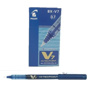 PILOT BX-V7 Hi-Tecpoint Rollerball Pen, 0.7mm Tip, Blue Ink – Box of 12