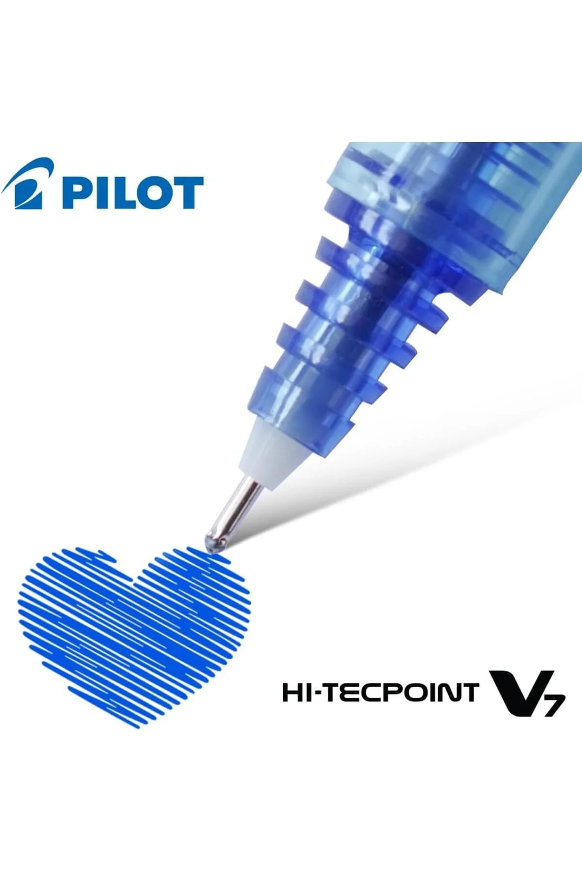PILOT BX-V7 Hi-Tecpoint Rollerball Pen, 0.7mm Tip, Blue Ink – Box of 12 - Image 2