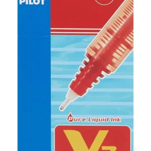 PILOT BX-V7-RD Hi-Tecpoint Rollerball Pen, 0.7mm Tip, Red Ink – Pack of 12
