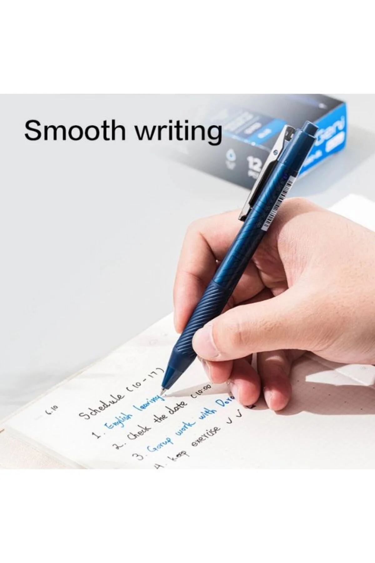Deli Geni G80-BL Retractable Gel Pens, 0.7mm Bullet Tip, Blue Ink, Comfortable Grip, Pack of 12 - Image 4