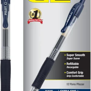 PILOT BL-G2-5-F BL Retractable Gel Ink Roller Ball Pens, Extra-Fine Point, Blue Ink, 0.5mm – Pack of 12