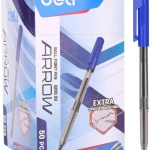 Deli Q010-30 Smooth Ballpoint Pens, 0.7mm Tip, Blue Ink, Low-Viscosity Ink, Pack of 50