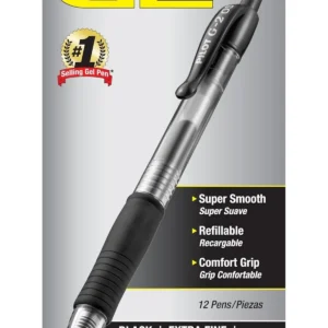 PILOT BLG2-F5-BK Premium Refillable & Retractable Gel Ink Roller Ball Pens, Extra-Fine Point, Black Ink – Pack of 12