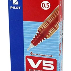 PILOT BX-V5 Hi-Tecpoint Extra-Fine Rollerball Pen, 0.5mm Tip, Red Ink – Pack of 12