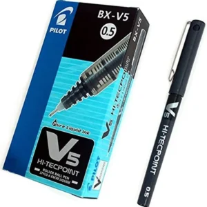Pilot Bx-V5 Hi-Tecpoint Extra Fine Rollerball Pen, Black Ink, 0.5mm – Pack of 12