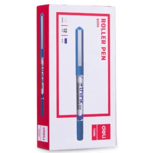Deli EQ20030 Think Roller Pens, 0.5mm Fine Tip, Blue Ink, Smooth Writing, Pack of 12