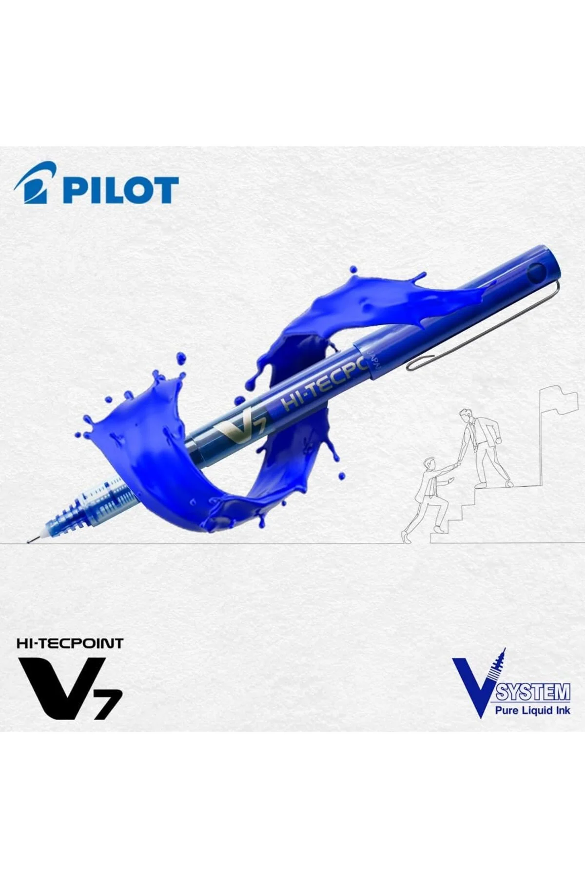 PILOT BX-V7 Hi-Tecpoint Rollerball Pen, 0.7mm Tip, Blue Ink – Box of 12 - Image 5