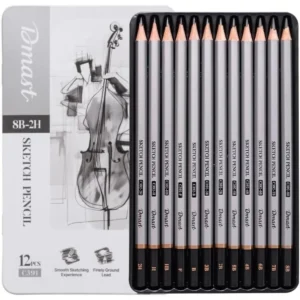 Deli EC391 Sketch Pencil Set, 12 Pieces, 2H–8B Graphite Pencils for Drawing, Shading & Art