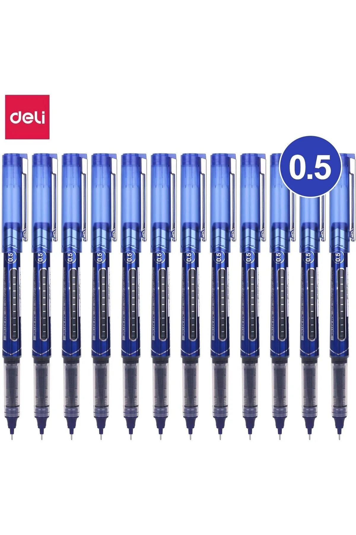 Deli EQ202-30 Roller Pens, Blue Ink, Low-Odor Ink, Smooth Writing, Fast-Drying, Pack of 12 - Image 6