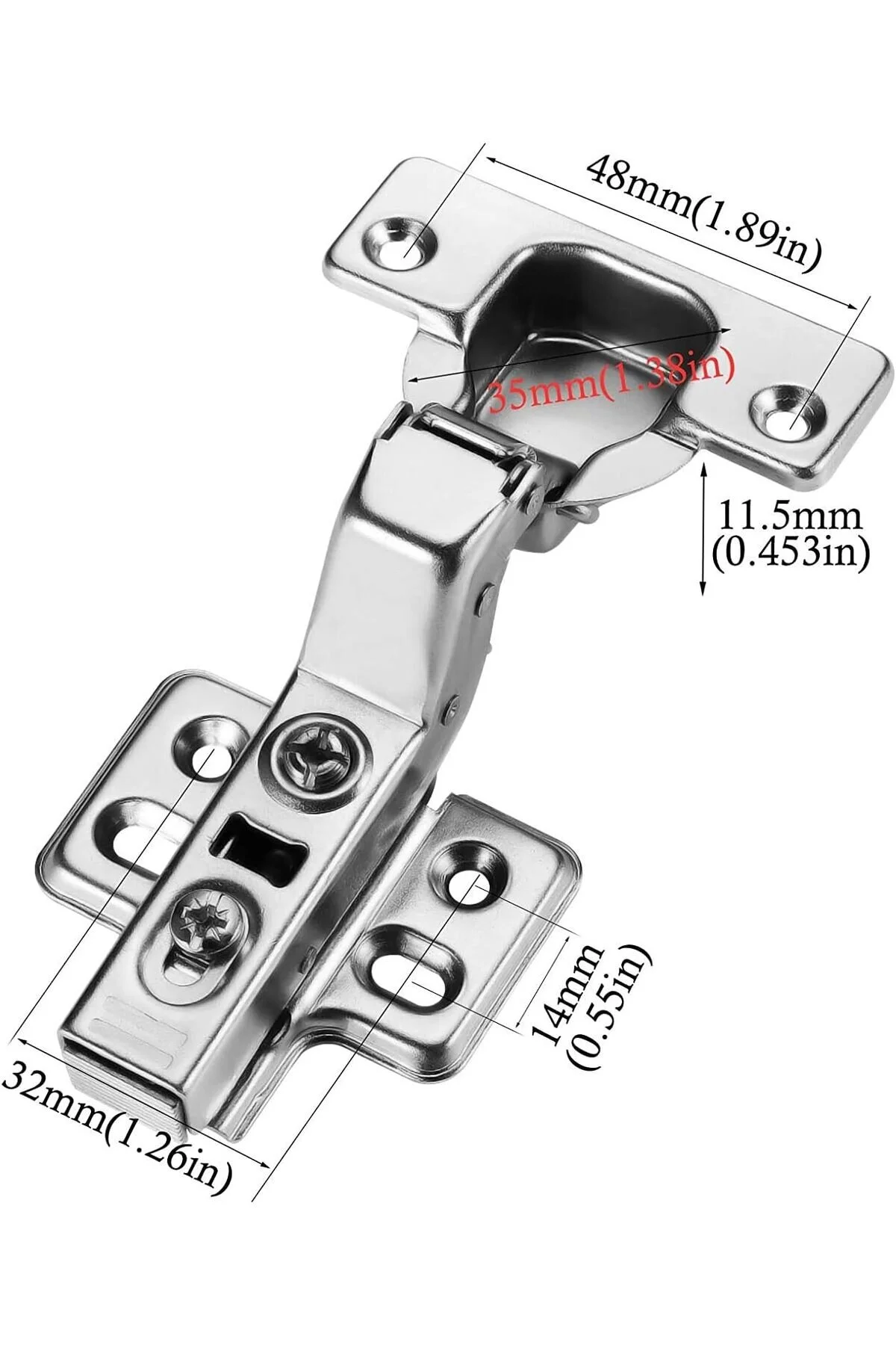 HME Type-C Standard European-Style Soft-Close Inset Cabinet Hinges, Nickel-Plated, 2 Hinges + 8 Screws (1 Pair) - Image 6