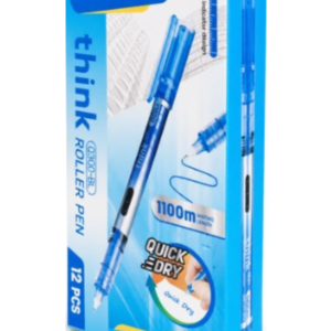 Deli EQ300-BL Roller Pens, 0.5mm Fine Tip, Quick-Dry Blue Ink, Smudge-Free Writing, Pack of 12