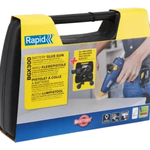 Rapid BGX300 Cordless Hot Glue Gun, 7.4V Lithium-Ion Battery, Fast Heating, 12mm Glue Sticks, 100 g/h Glue Output, Blue