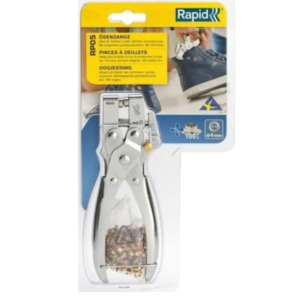 Rapid RP05 4 mm Eyelet Pliers with 100 Eyelets, Steel, Silver