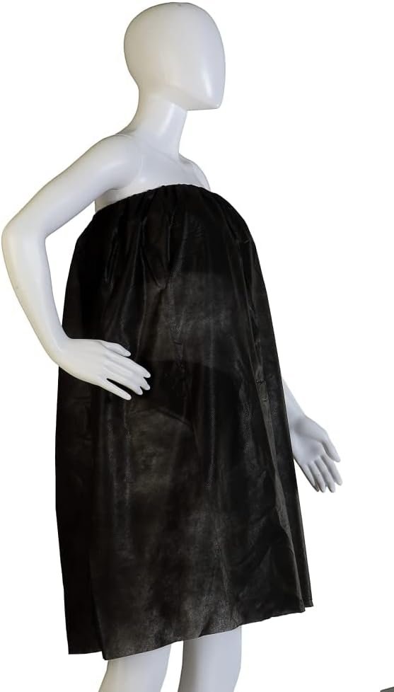 Disposable Black Salon Gown for Facial, Waxing, Spa & Massage, Non-Woven Unisex Gown, Pack of 10 Pieces (1 Pack) - Image 3