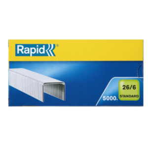 Rapid Standard Staples 26/6 mm, Galvanised Steel with Chrome Finish, Pack of 5 (25,000 Pieces) – Office & School Us