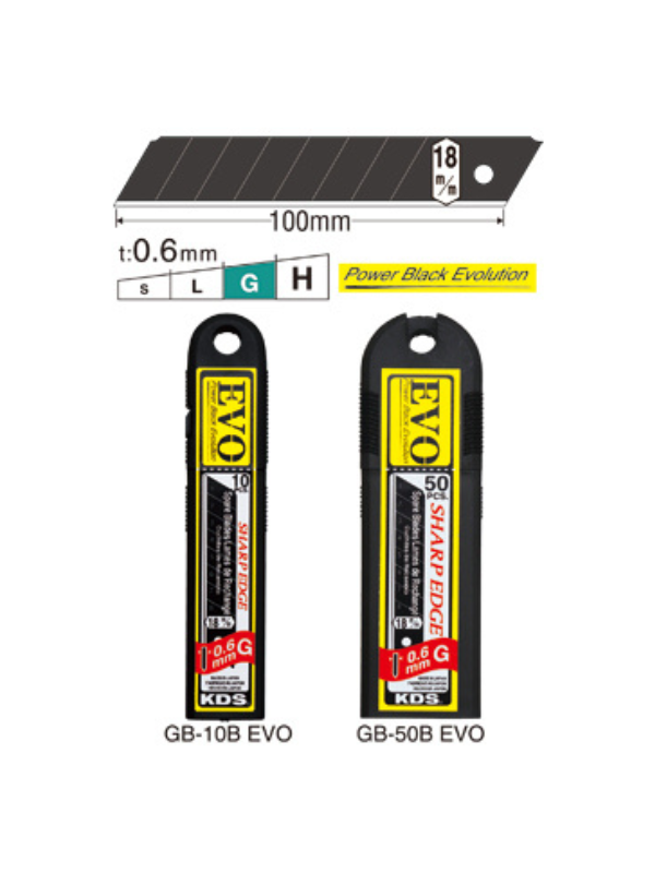 KDS GB-10B EVO Power Black Evolution G-Type Heavy-Duty Cutter Blades 18mm – 10 Pieces - Image 4