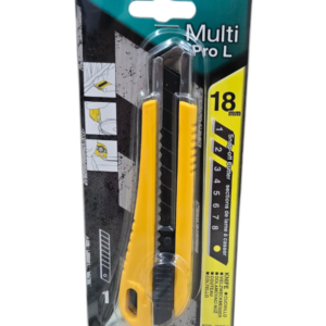 Muratec L-24 MultiPro Auto-Lock Heavy-Duty Utility Knife 18mm with Spatula Tip – Yellow