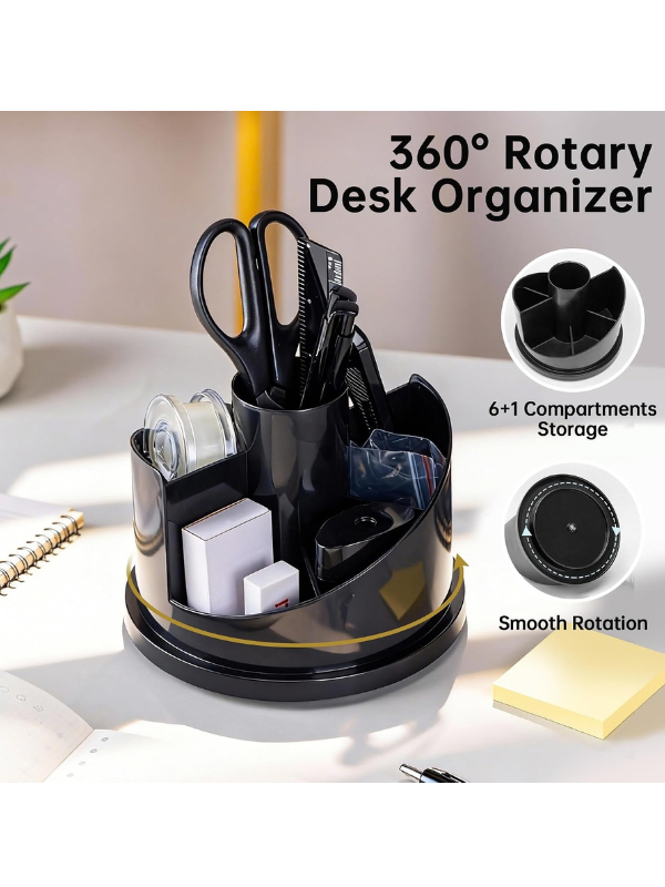 Rotary Desk Organizer 38251A – 17-Piece Office Stationery Set - Image 4