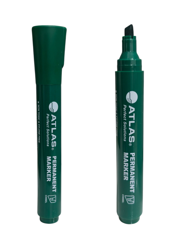Atlas Permanent Marker, Green Ink, Chisel Tip 0.25–4.5 mm, Quick-Drying & Water-Resistant, Pack of 12 – MP20Y - Image 4