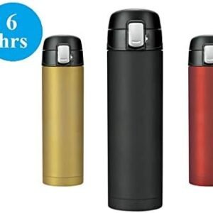 Forever Silver Future Antibacterial Stainless Steel Water Bottle, 500ml – Silver Oxide Coated Interior, Gold, Made in Japan