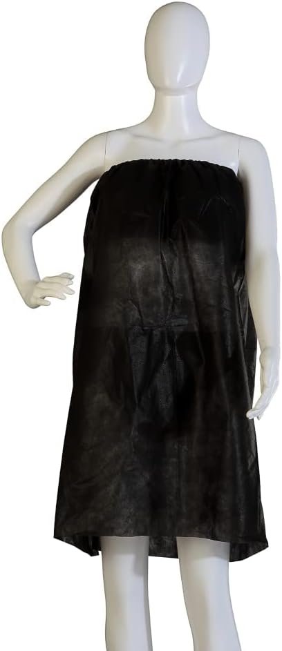 Disposable Black Salon Gown for Facial, Waxing, Spa & Massage, Non-Woven Unisex Gown, Pack of 10 Pieces (1 Pack) - Image 5