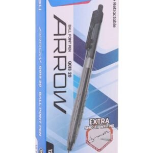 Deli Q013-20 Retractable Ballpoint Pens, 0.7mm Fine Tip, Black Ink, Pack of 12