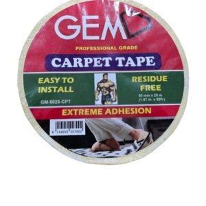 GM-5025-CPT GEM Double Sided Carpet Tape, Yellow, 50mm x 25m – Professional Grade, Heavy Duty Rubber Adhesive, Extreme Adhesion