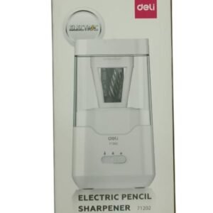 Deli 71202 Electric Pencil Sharpener, Battery-Powered, Auto Stop Function, Steel Helical Blade, Compact Desk Design