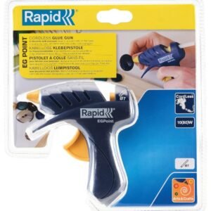 Rapid EG Point Cordless Glue Gun, 80W, 10W Cordless Operation, Precision Nozzle, Integrated Stand, ABS and Metal Construction, Blue