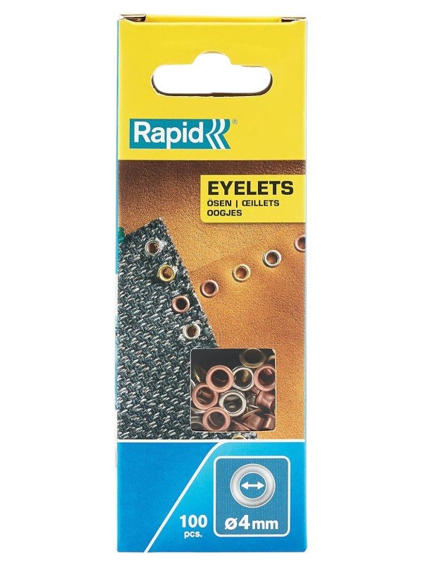 Rapid 4 mm Aluminium Eyelets for Textiles, Leather, Shoes and Canvas, 100 Pieces, Rust-Resistant, Silver, Blue and Green