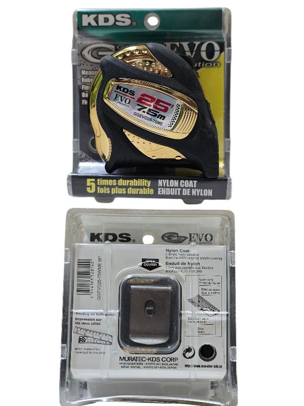 KDS GG Evolution Measuring Tape 7.5m / 25ft – Nylon-Coated Blade, GoodGrip Design (GGEVO25-75ME) - Image 4