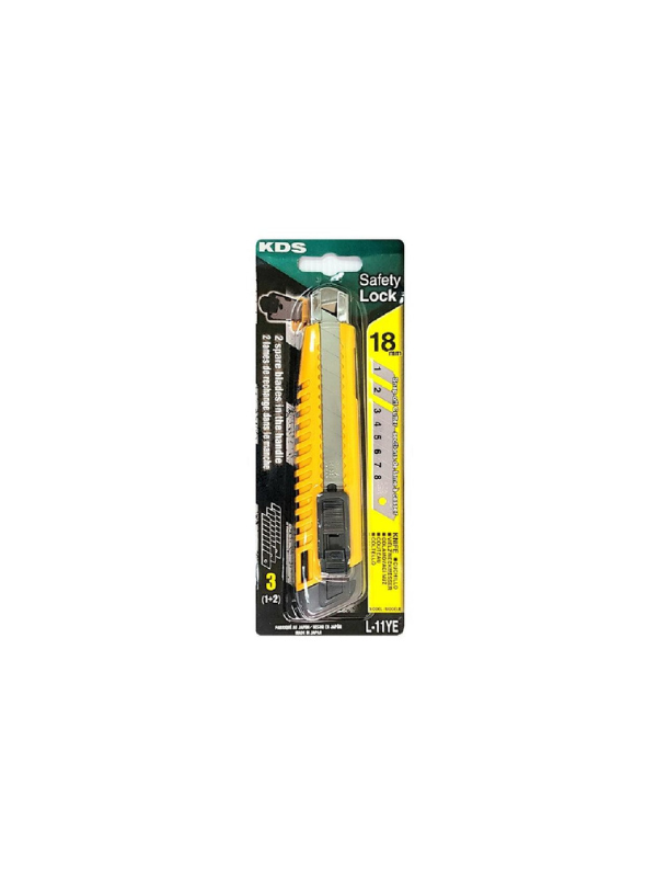 KDS L-11YE Safety L Utility Knife – 18mm Retractable Blade, Yellow Handle - Image 4