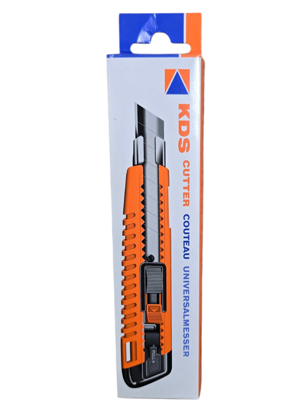 KDS LC-405 18mm Utility Cutter Knife Pack of 2 – Safety Lock, Orange Handle, Made in Japan