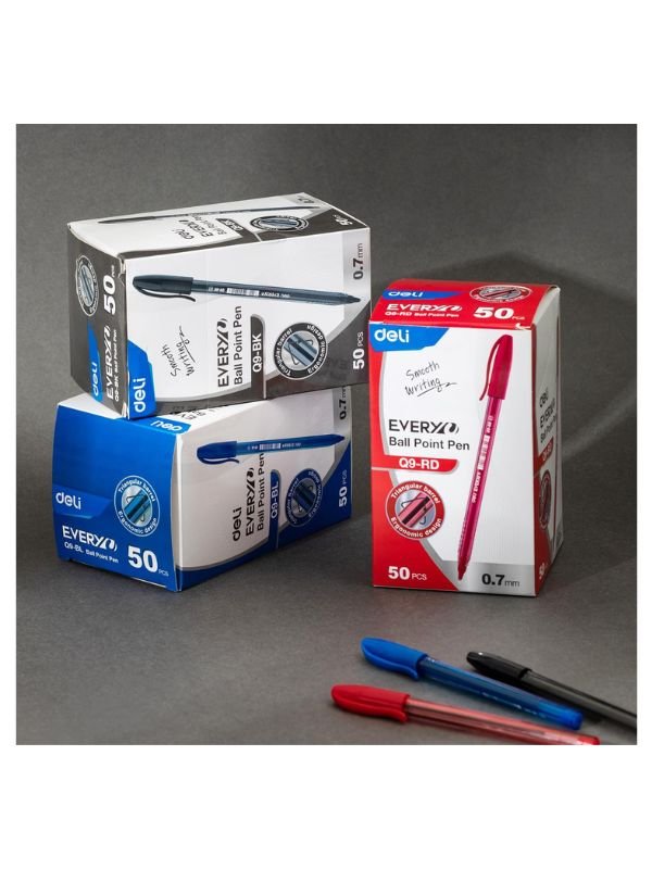 Deli Q9 Ballpoint Pens, 0.7mm Mini Tip, Blue Ink, Smooth Writing, Pack of 50 - Image 3