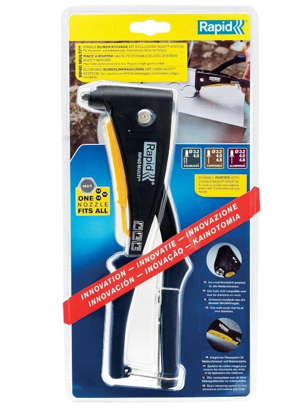 Rapid 5001125 RP40 MULTI Hand Riveter, Stainless Steel, Multi-Nozzle Design, Soft Grip Handle, Matte Black Finish - Image 7