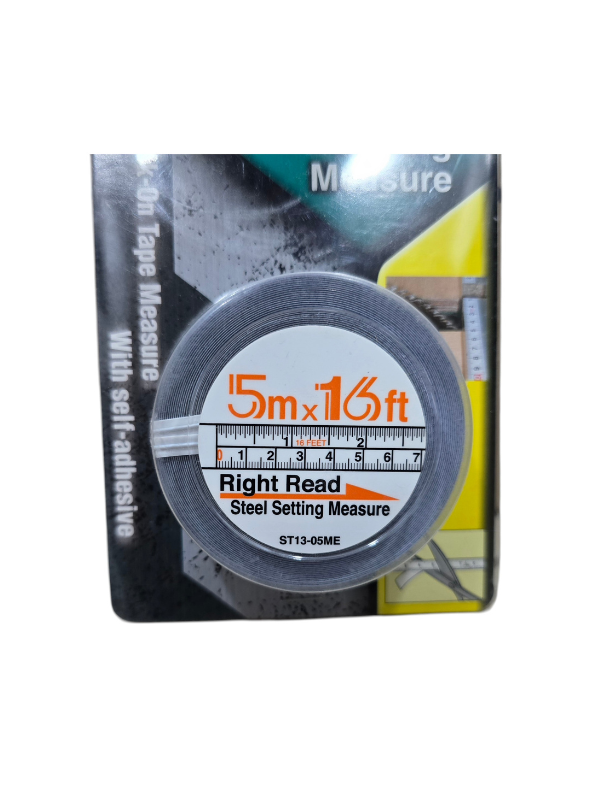 KDS ST13-05ME Stick-On Steel Measuring Tape – 5m / 16ft, 13mm Wide
