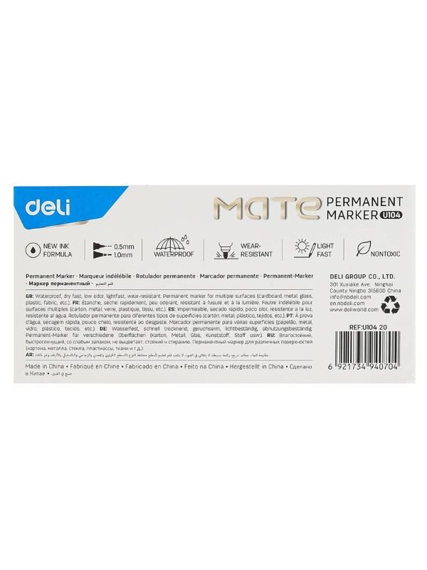 Deli U104 Twin Tip Permanent Markers, Fine & Ultra-Fine Tips, Black Waterproof Ink, Quick-Dry, Pack of 12 - Image 4