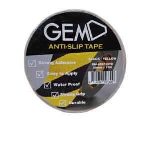 GM-AS5015YB GEM Anti-Slip Tape, Yellow & Black, 50mm x 15m – Strong Adhesive, Durable Grip & Enhanced Safety