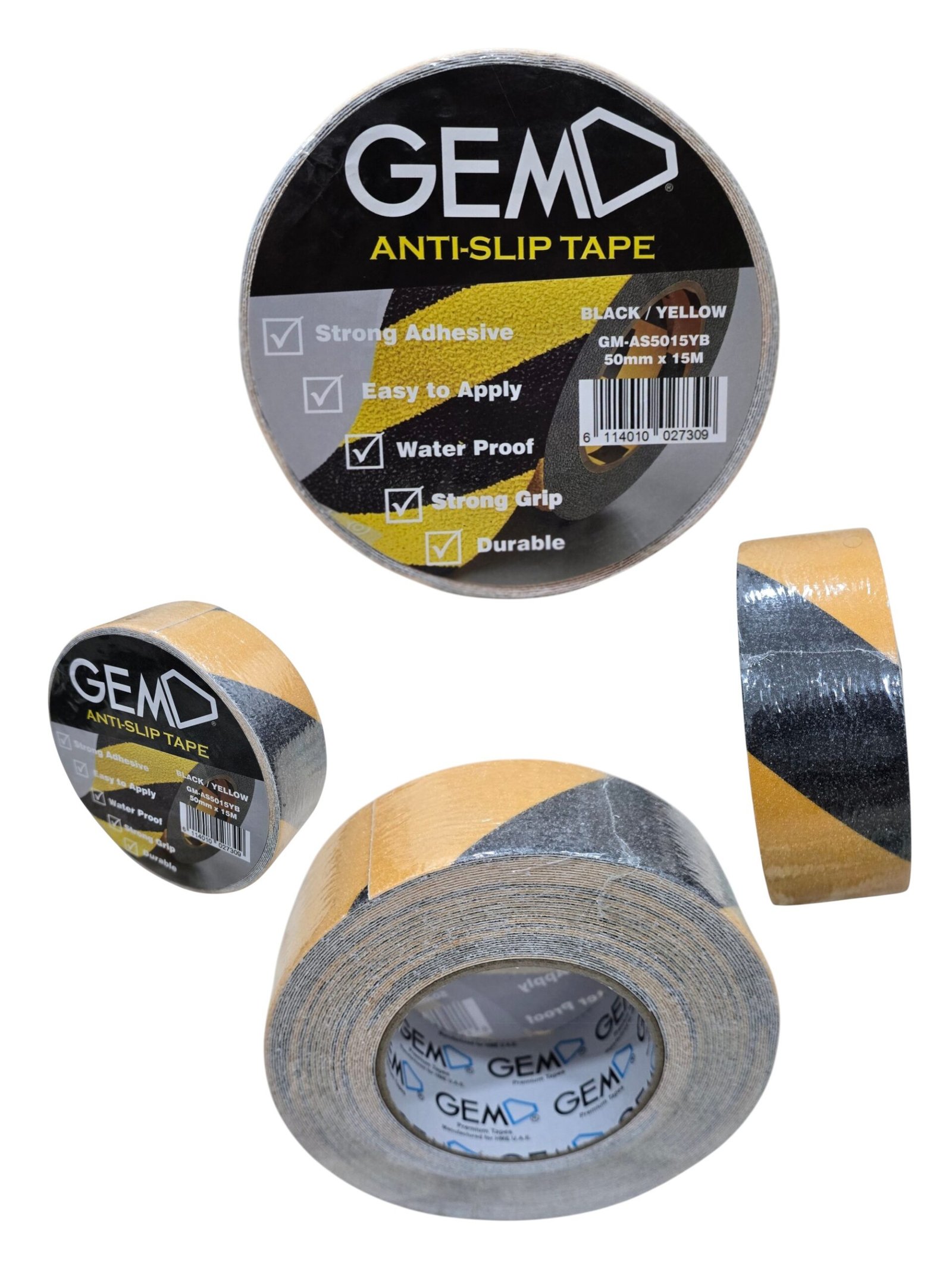 GM-AS5015YB GEM Anti-Slip Tape, Yellow & Black, 50mm x 15m – Strong Adhesive, Durable Grip & Enhanced Safety - Image 7