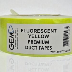 702F-50-F'Yellow GEM Premium Fluorescent Yellow Duct / Cloth Tape, 50mm x 25m – Strong, Durable & Reinforced Adhesive Tape