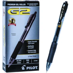 PILOT BL-G2F-7 Premium Refillable & Retractable Gel Ink Roller Ball Pen Pens, Fine Point, Black Ink – Pack of 12